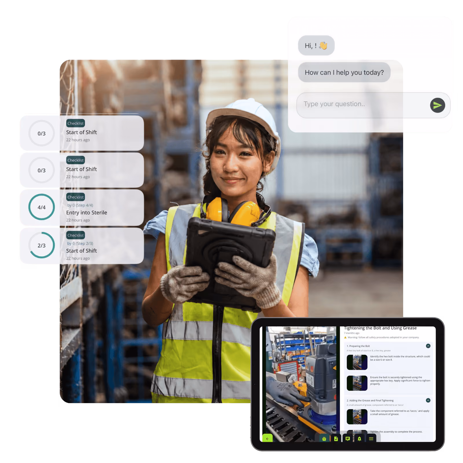 Single platform for industrial connected work - AI agents, Digital work instructions, AI assistance, worflow management, know